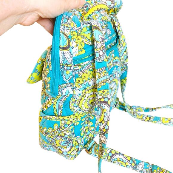 Vera Bradley Retired Peacock Green Small Quilted Backpack Vintage Paisley Purse - Picture 11 of 15